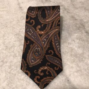 Vintage Harve Benard Silk Tie Mens Brown Paisley Designer Luxury